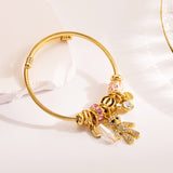 Elegant Sweet Moon Heart Shape Rhinestones Pearl Alloy Titanium Steel Chain & Link Bracelets Wholesale