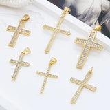 1 Pc/Package Copper Zircon 18K Gold Plated Cross Pendant