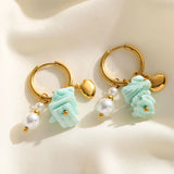 1 Pair IG Style Vacation Commute Arylic Pearl 304 Stainless Steel Acrylic Artificial Pearls 18K Gold Plated Huggie Earrings Earrings