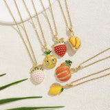 Titanium Steel Strawberry Full Diamond Fruit Series Necklace Women's Luxury Versatile Exquisite Lockbone Chain Jewelry Accessory