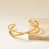 Gold Plated 18K Cross Bracelet For Women Simple Double Layered Stylish Jewelry Accessory Casual Everyday Classic Style