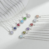Twelve Zodiac Stones Necklace Women's S925 Sterling Silver Luxury Fashion Diamond Embedded Pendant Clavicle Chain Geometric Pattern