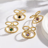 Long-Lasting Plated 18K Real Gold Plated Sun Copper IG Style Casual Vacation Polishing Adjustable Ring Open Rings