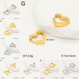 Modern Fashion Square Titanium Steel Heart Shaped Earrings 3D Diamond Stainless Steel Stud Earrings 18K Gold Plated Unique Design High Earring