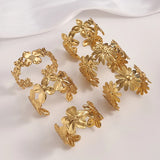 Vacuum Plated Daisy Flower Five Petal Open Hand Bracelet 304 Stainless Steel  Sales Hot Small Flower Jewelry