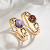 Long-Lasting Plated 14K Real Gold Plated Round Copper Casual Vintage Style Vacation Inlay Bangle