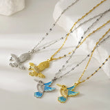Creative Personalized Peace Dove Pendant Necklace Women's Niche Design  Style Lockbone Chain Jewelry
