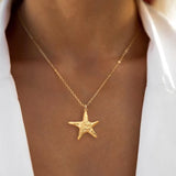 Casual Beach Vacation Style Gold Silver Starfish Pendant Stainless Steel Chain Women's Necklace Elegant Classic Model Versatile Season
