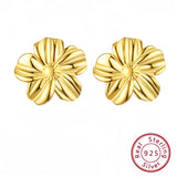 S925 Sterling Silver Earrings Floral Design Vintage French Minimalist Women's Luxury Small Niche Design Sensation Jewelry