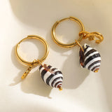 1 Pair IG Style Vacation French Style Conch Shrimp 304 Stainless Steel Conch 18K Gold Plated Huggie Earrings Earrings