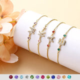 Adjustable Letter Bracelet Popular 26 English Alphabet Embedded Zircon Birthstone Copper Basic Style Women's Jewelry