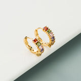 lady geometric inlaid zircon alloy artificial gemstones earrings