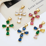 1 Pc/Package Copper Zircon 18K Gold Plated Cross Pendant