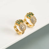 fashion pineapple copper artificial gemstones earrings