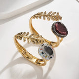 Long-Lasting Plated 14K Real Gold Plated Water Droplets Feather Copper Casual Vintage Style Vacation Inlay Bangle
