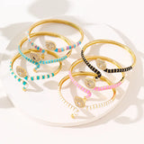 New Stylish Hip Hop Copper Bracelet Micro-Set Zirconia Plated Real Gold Oil-Drip Snake Design Punk Style Hand Jewelry
