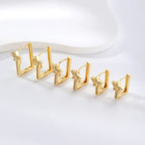 Elegant Star Zircon Geometric Square Design Copper Earrings Fashion Accessories Suitable For Daily Wear Birthday Or Valentine's Day Perfect Gift Neutral Style