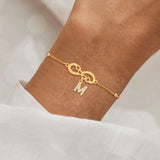 Gold Plated Stainless Steel Ball Clasp Bracelet With Micro-Paved Zircon Heart Shaped Infinity Ladies Wrist Jewelry Accessory