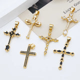 1 Pc/Package Copper Zircon 18K Gold Plated Cross Pendant
