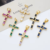 1 Pc/Package Copper Zircon 18K Gold Plated Cross Pendant