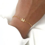 Classic Cute Micro Pave Zircon Initial Gold Personalized 201 Stainless Steel Women's Heart-shaped Chain Bracelet Universal Electroplated 14K Real Gold