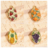 Stainless Steel Strawberry Pineapple Grape Oil Drip Pendant Jewelry Accessories Trendy Ins Style Oval Shaped Fruit Series