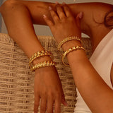Stainless Steel 18K Gold Plated Bamboo Node Bracelet Casual Vintage Simple Artistic Women's Jewelry Accessories Handwear
