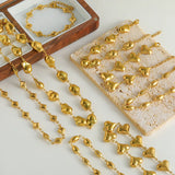 Vacuum Electroplating (In Furnace) Plated 18K Real Gold Square Oval Heart Shape 304 Stainless Steel Cute Tropical Style Sweet Electroplated Lobster Clasp Women's Suitable Necklace/Bracelet