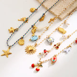 Colorful Trendy Women's Necklace Star Conch Heart Cherry Shell Pendant Accessory Resin and Thread Material Holiday Style