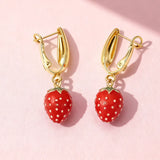 18K Gold Plated Copper Strawberry Earrings Casual Cute Simple Artistic Shiny Women's Jewelry Ear Studs For Daily Party Birthday Date Festival