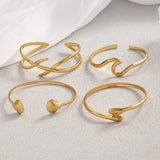 Vacuum Plated Gold Shell Wave Stripe Open Hand Bracelet 304 Stainless Steel  Hot Sale Casual Holiday Modern Style For Women