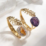 Long-Lasting Plated 14K Real Gold Plated Water Droplets Feather Copper Casual Vintage Style Vacation Inlay Bangle