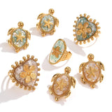 Oceanic Turtle Starfish Stainless Steel Earrings Trendy Vacation Jewelry Geometric Heart Shaped Design Luxury For Women
