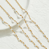 Gold Gold Plated 304 Stainless Steel Pearl Necklace Vacuum Electroplating Real Gold Plated Waterproof Non-Fading Lobster Clasp Simple Style Elegant Classic Design