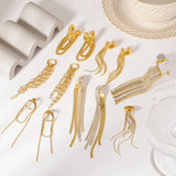 Long Dangle Earrings Heart Shaped Fringe Tassel Stainless Steel Claw Set Diamond Vintage Style Women's Fashion Jewelry