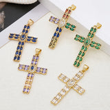 Hot-Selling DIY Jewelry Accessories Zircon Oval Cross Pendant Casual Simple Style Copper Material