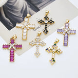 1 Pc/Package Copper Zircon 18K Gold Plated Cross Rectangle Pendant