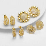 Versatile 18K Gold Plated Copper Earrings Women's Fashionable Irregular Zirconia Studs And Drop Earrings Jewelry Set