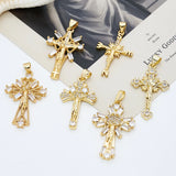 1 Pc/Package Copper Zircon 18K Gold Plated Crucifix Cross Pendant