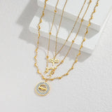 Stainless Steel 18K Gold Plated Hollow Circle Necklace Women's Fashion Creative Long Necklace Non-Fading Geometric Pattern