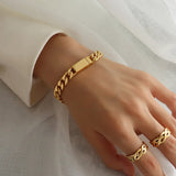 Fashion Geometric 304 Stainless Steel 18K Gold Plated No Inlaid Bracelets In Bulk