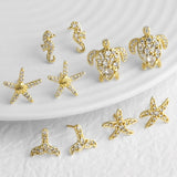 AS Jewelry   Hot Selling Ocean Style Copper Plated 18k Gold Starfish Turtle Earrings Studs Ers24 Studs