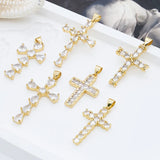 1 Pc/Package Copper Zircon 18K Gold Plated Cross Pendant