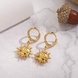 Retro Ethnic Style Sun Smile Earrings Women's Non-fading Waterproof Personality Small Batch Fashion Jewelry Accessories