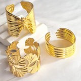 Water Plated Imitation Gold Butterfly Ginkgo Leaf 304 Stainless Steel Bracelet