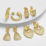 Electroplating 18K Real Gold Plated Heart Shape Copper Simple Style Earrings Ear Studs
