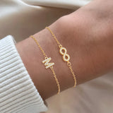 Elegant Minimalist Micro-Set Zirconium Stainless Steel Cable Chain Bracelet Set For Women Gold Plated Daily Date Jewelry