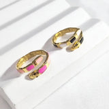 Oil Drop 304 Stainless Steel Ring Vintage Non-Fading Niche Light Luxury Striped Snake Vacuum Electroplated 18K Real Gold Open Ring