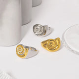 Stainless Steel Gold Plated Circle Ring Set Elegant Simple Style Women's Fashion Jewelry Accessory For Party And Date
