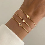 Adjustable Gold-Plated Alphabet Heart-Shaped Box Chain Bracelet Women's Fashion Versatile Colorful Jewelry Casual Elegant Simple Style